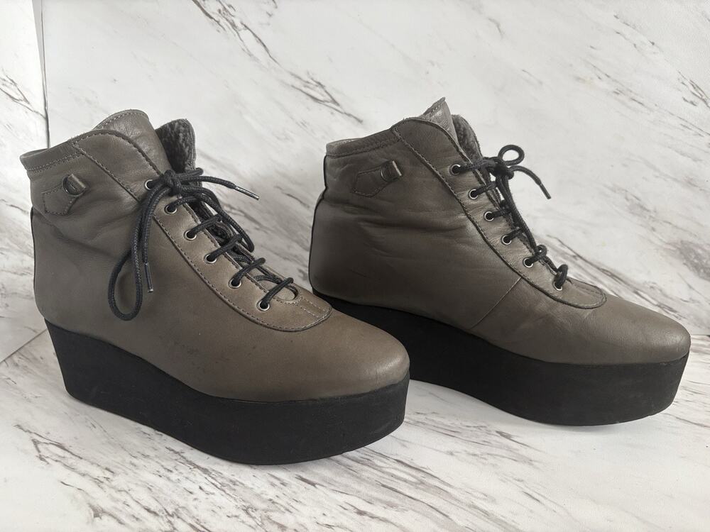 Henrik Vibsov Platform Gong Bootie - 7.5 Grey Leather, Avant Garde Goblin-core